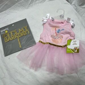 Dog outfit Happy Birthday tutu Cupcake outfit & cake topper